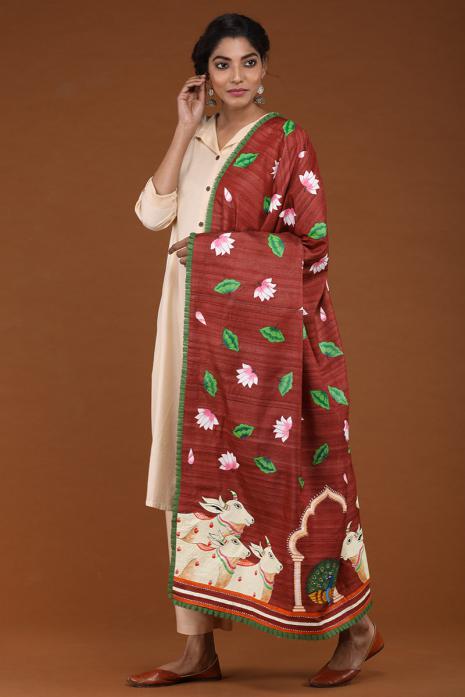 Ghicha Silk Pichwai Dupatta