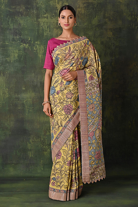Pichwai Kalamkari Silk Saree
