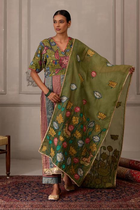Olive Green Kalamkari Suit