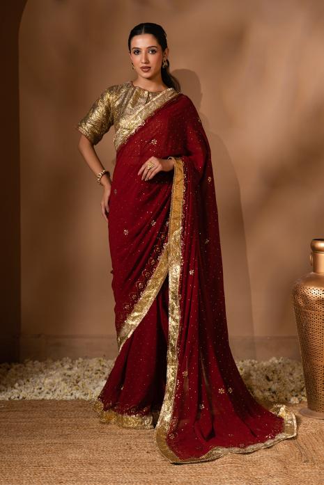 Pichwai Chikankari Georgette Saree Set