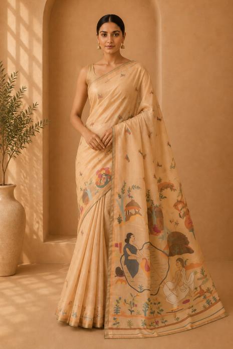 Jamdani Handwoven Muslin Silk Saree