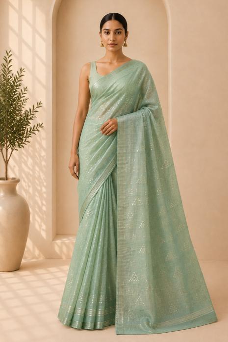 Green Handwoven Organza Saree