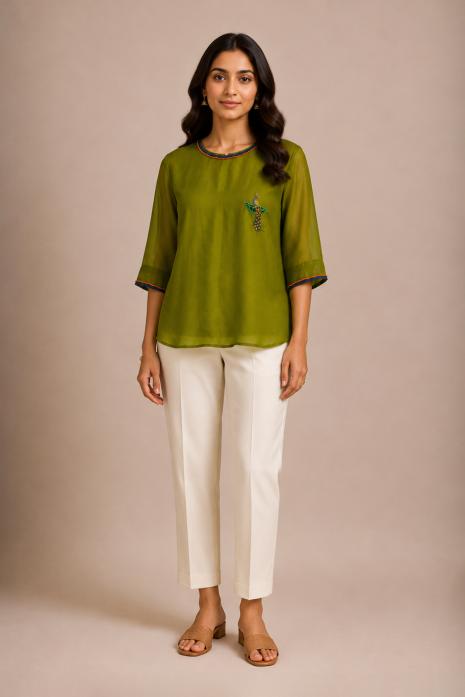 Olive Green Pichwai Top