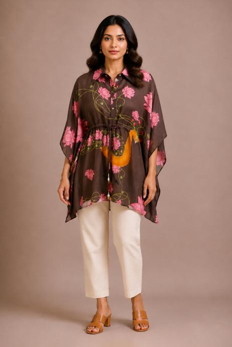 Brown Pichwai Long Shirt