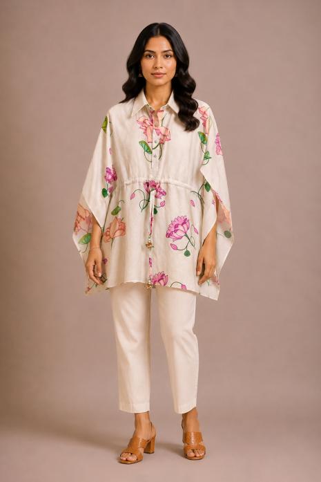 White Pichwai Long Shirt