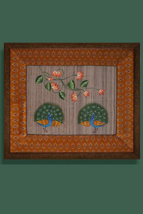 Multi Colour Traditional Handpainted Pichwai Art Wall Painting with Mashroo on border